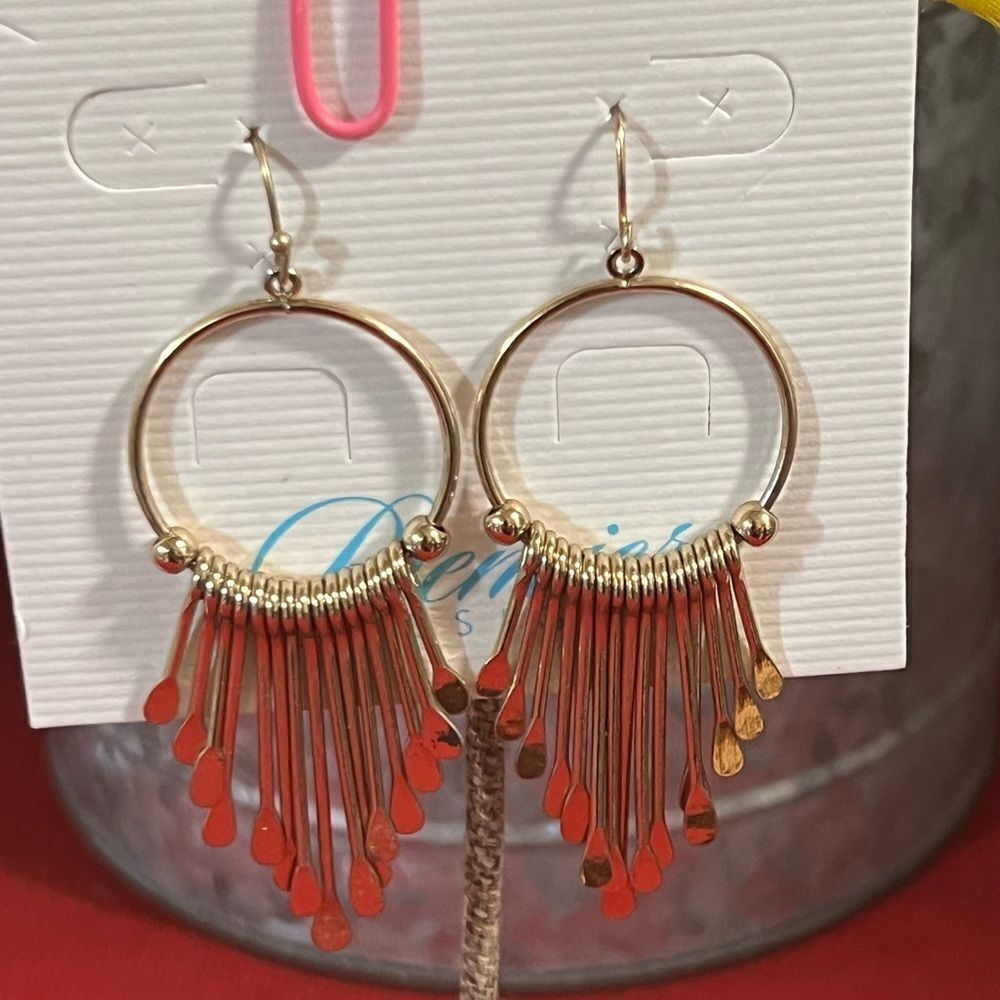 Premier Designs Gold Dangle Hoop Fishhook Earrings #PDER1
